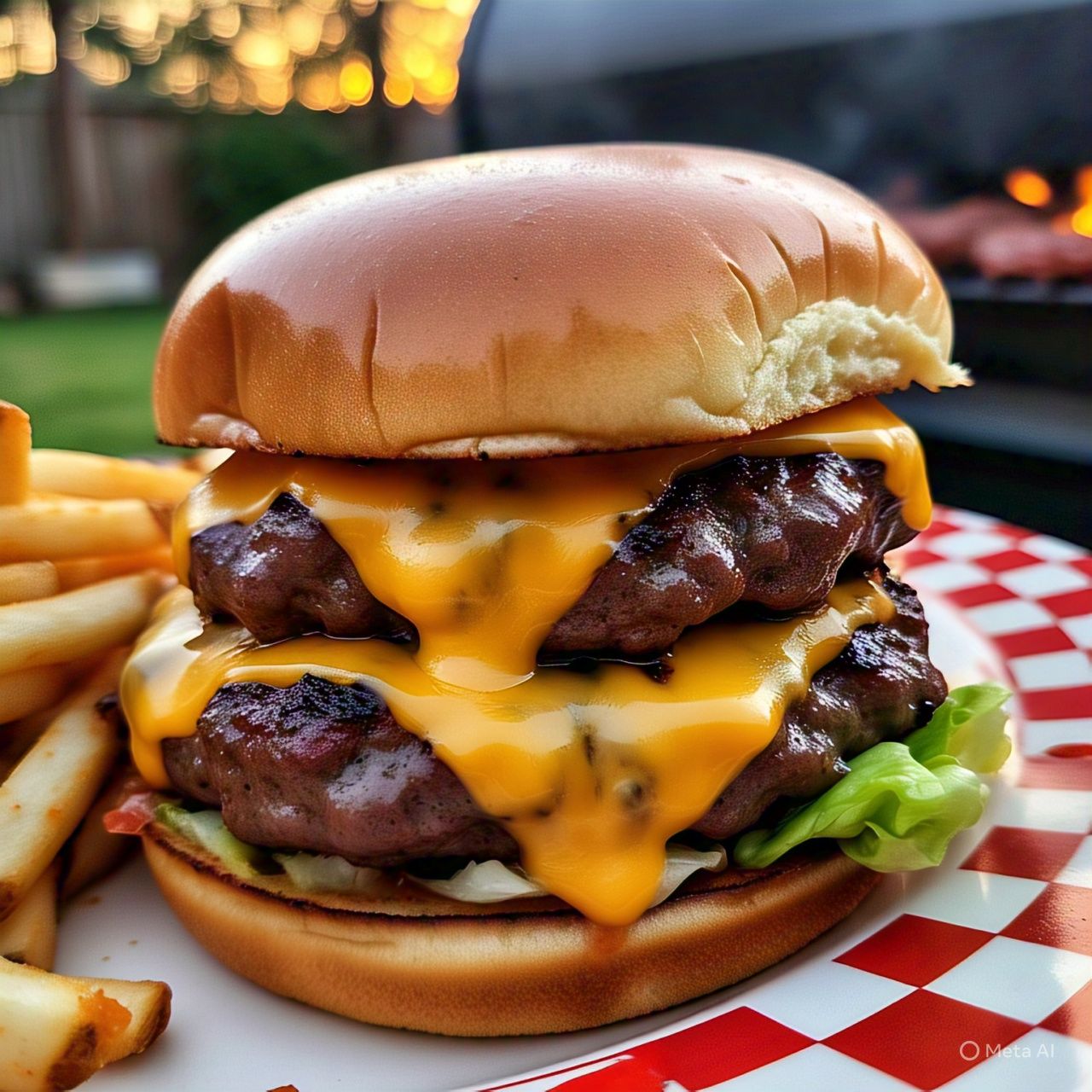 Hamburger-Fat-Flame Broiled-Cheese
